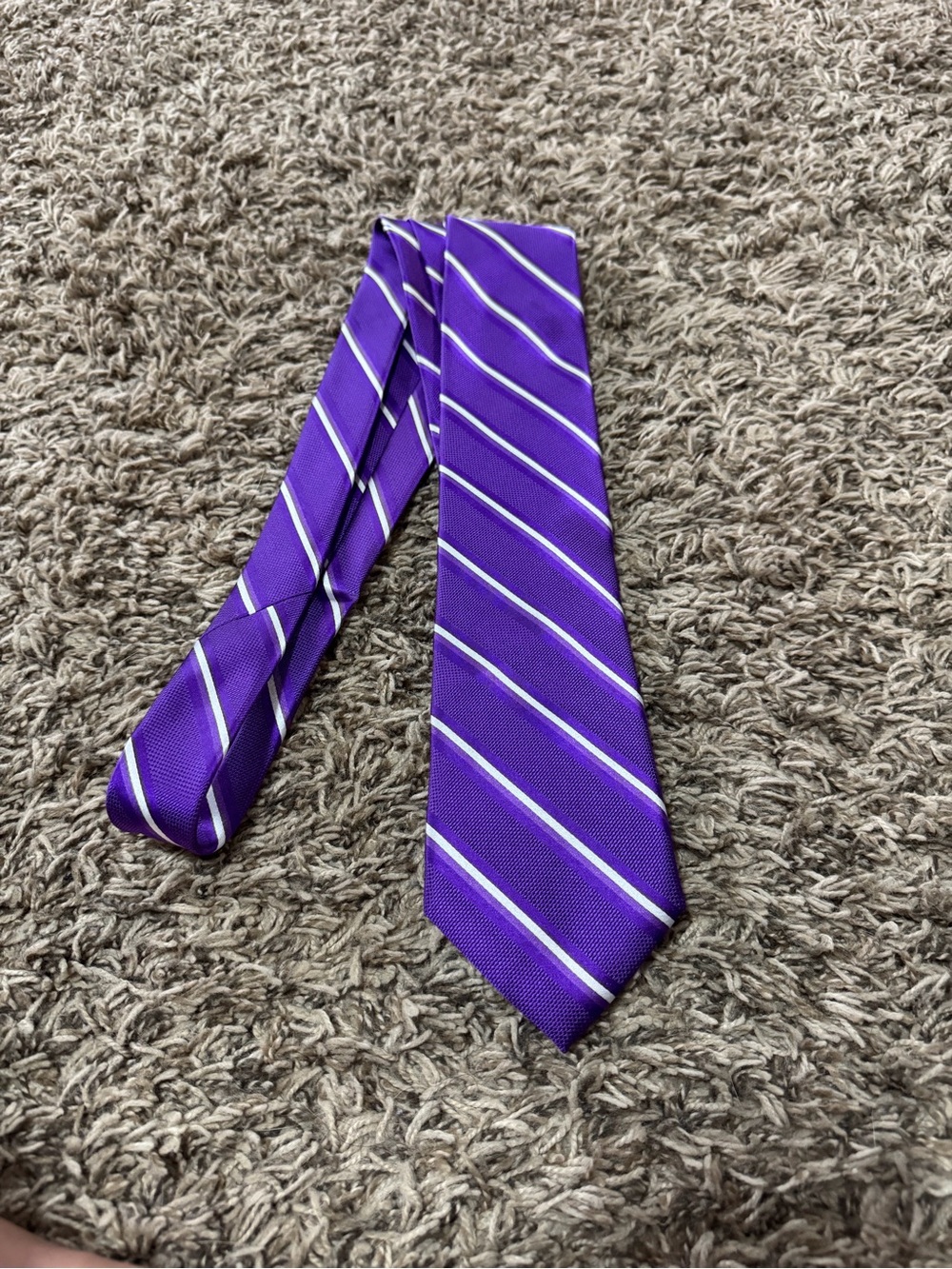 The Tie Bar Purple and White Striped Men’s Tie